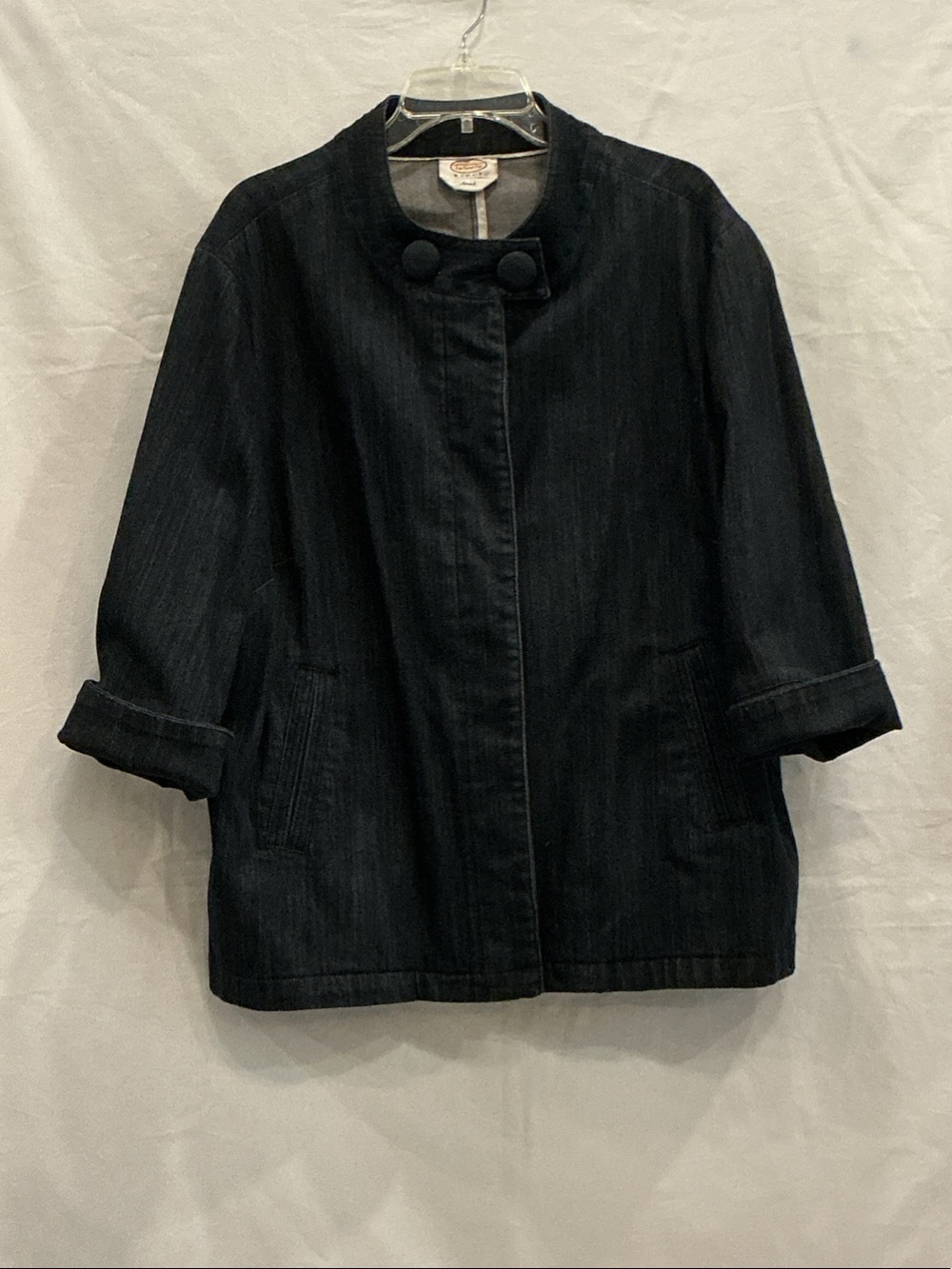 Talbots Dark Denim Button-Neck Jacket